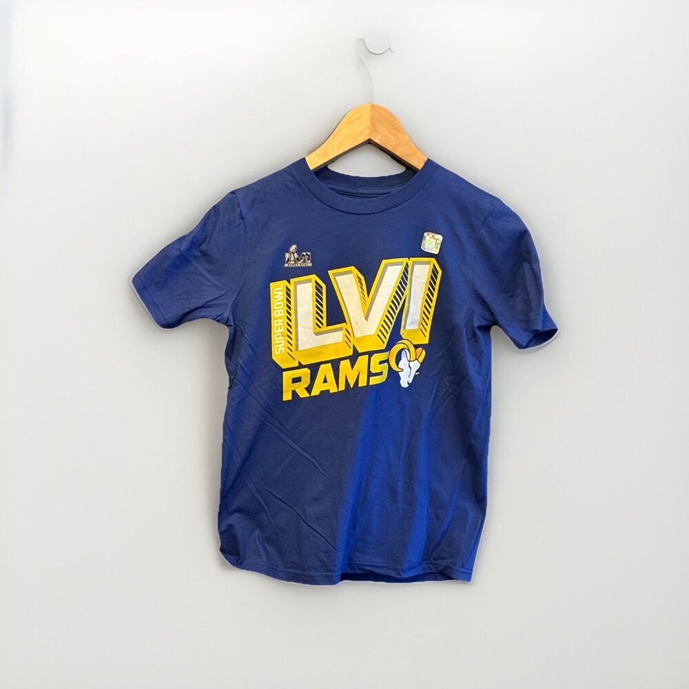NFL Los Angeles Rams Super Bowl LVI Boys 10/12 Blue Yellow White Shirt Licensed‎